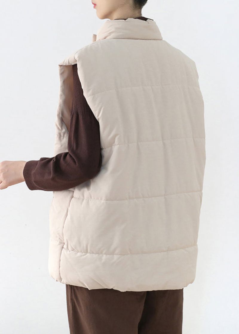 Losse Abrikozen Opstaande Kraag Met Ritssluiting Warm Dik Parka-vest Winter - Dames donsjacks