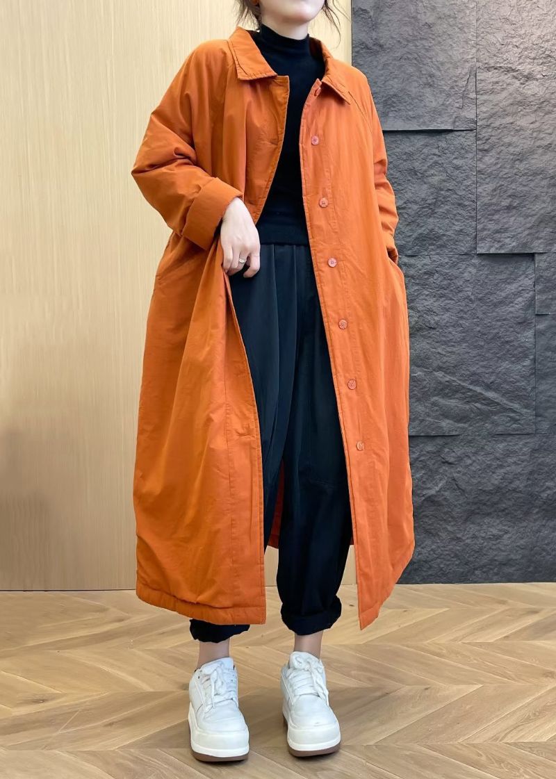 Losse Oranje Peter Pan-kraag Knoopzakken Parka Winter - Dames donsjacks