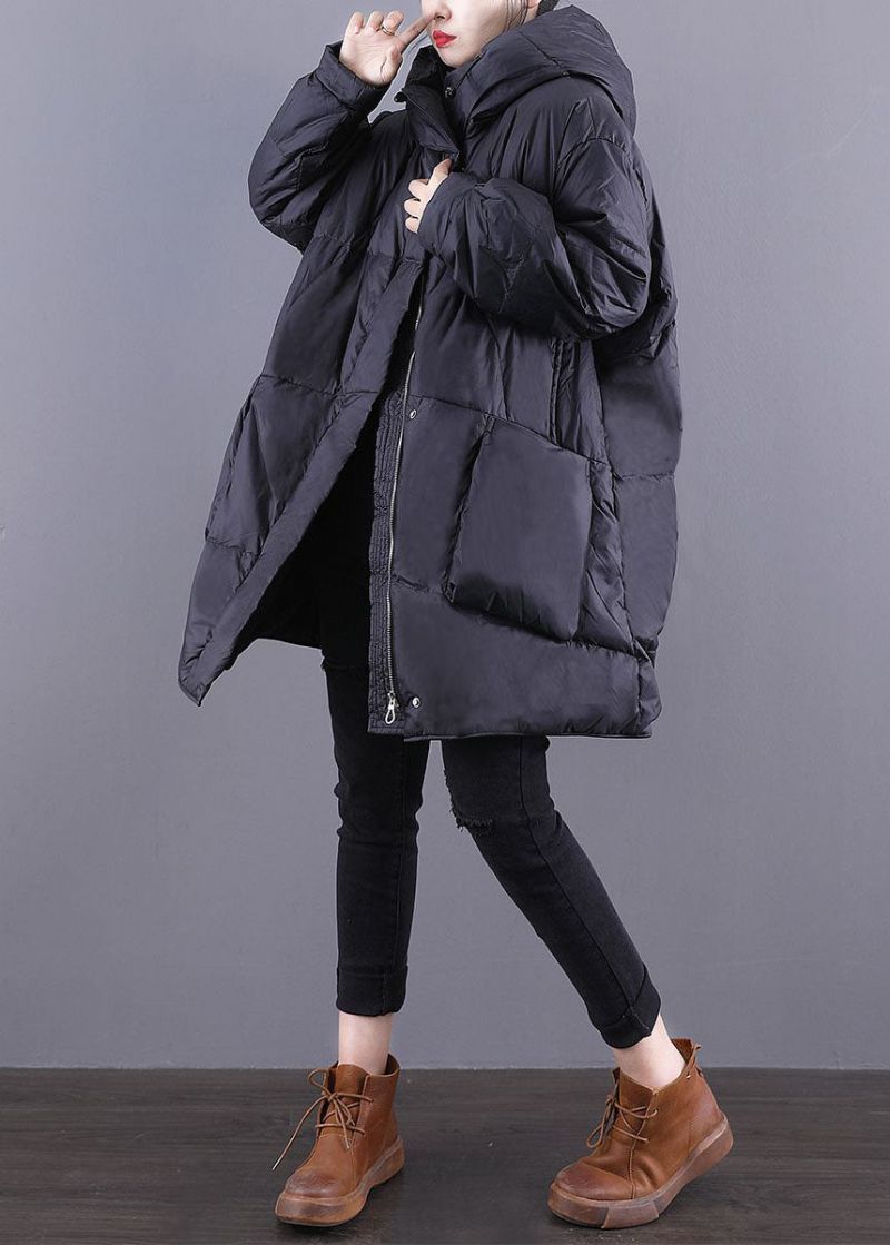 Losse Zwarte Capuchonzakken Met Trekkoord Eendendons Canada Goose Jas Winter - Dames donsjacks