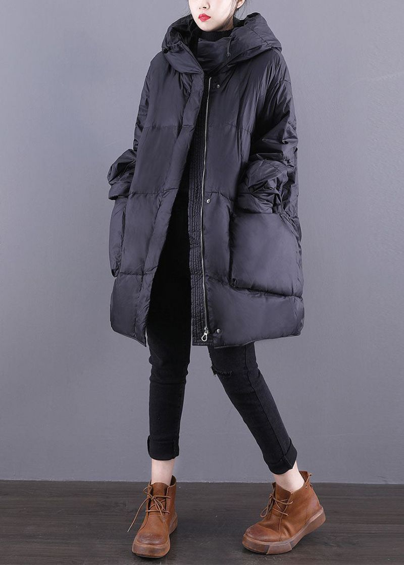 Losse Zwarte Capuchonzakken Met Trekkoord Eendendons Canada Goose Jas Winter - Dames donsjacks