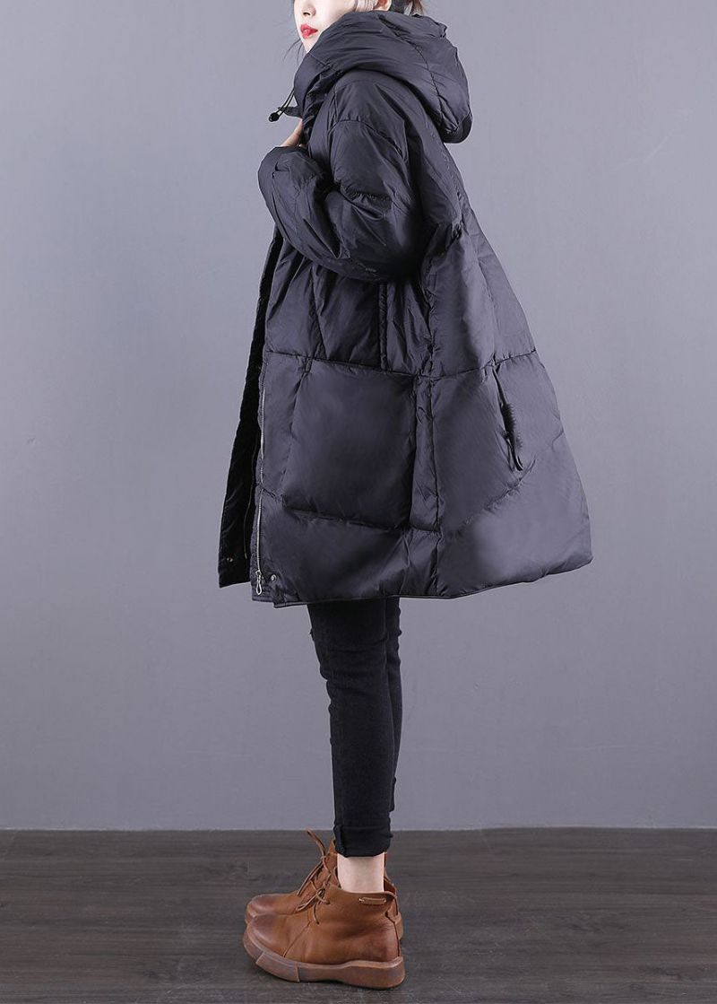 Losse Zwarte Capuchonzakken Met Trekkoord Eendendons Canada Goose Jas Winter - Dames donsjacks