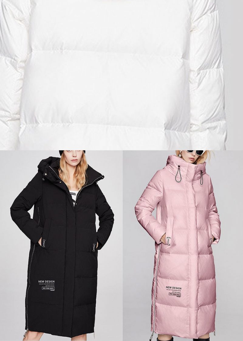 Losse Zwarte Zakken Met Ritssluiting Warme Casual Winter Eendendonsjas - Wit