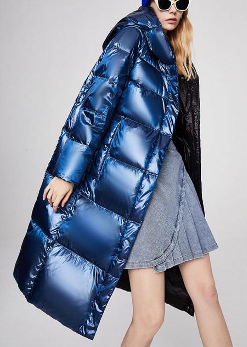 Luxe Blauwe Zakken Met Ritssluiting Losse Winter-eendendonsjas