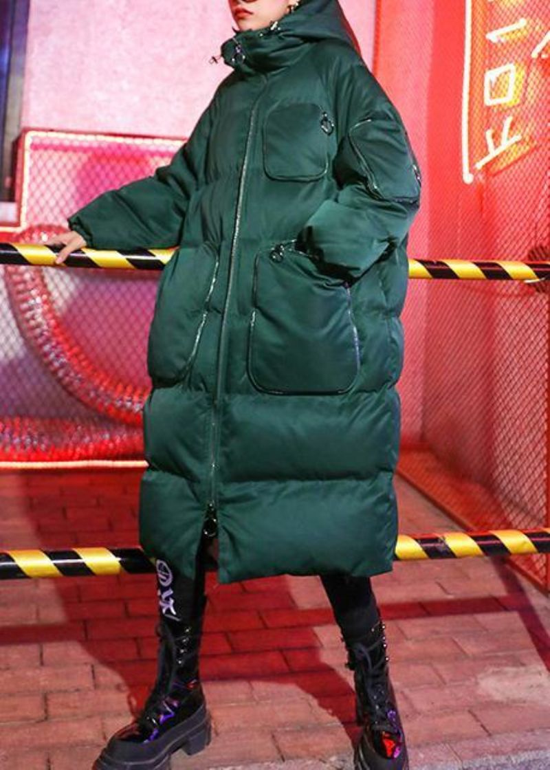 Luxe Groene Winterparka's Loszittende Sneeuwjassen En Winterjassen Met Capuchon En Ritssluiting