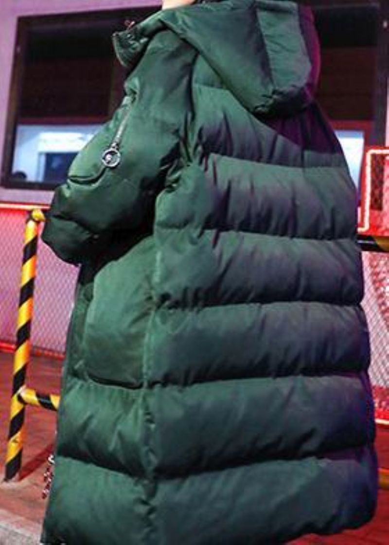 Luxe Groene Winterparka's Loszittende Sneeuwjassen En Winterjassen Met Capuchon En Ritssluiting - Groen