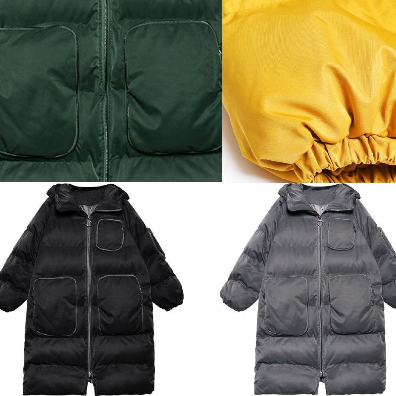 Luxe Groene Winterparka's Loszittende Sneeuwjassen En Winterjassen Met Capuchon En Ritssluiting - Groen