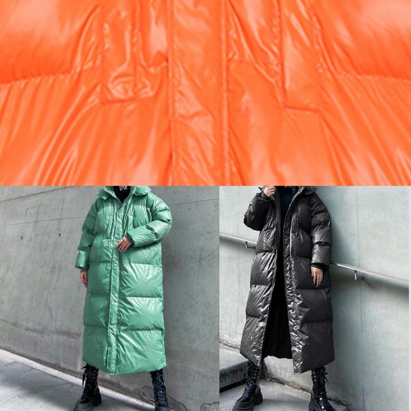 Luxe Oranje Oversized Donsjack Met Capuchon En Ritssluiting - Oranje