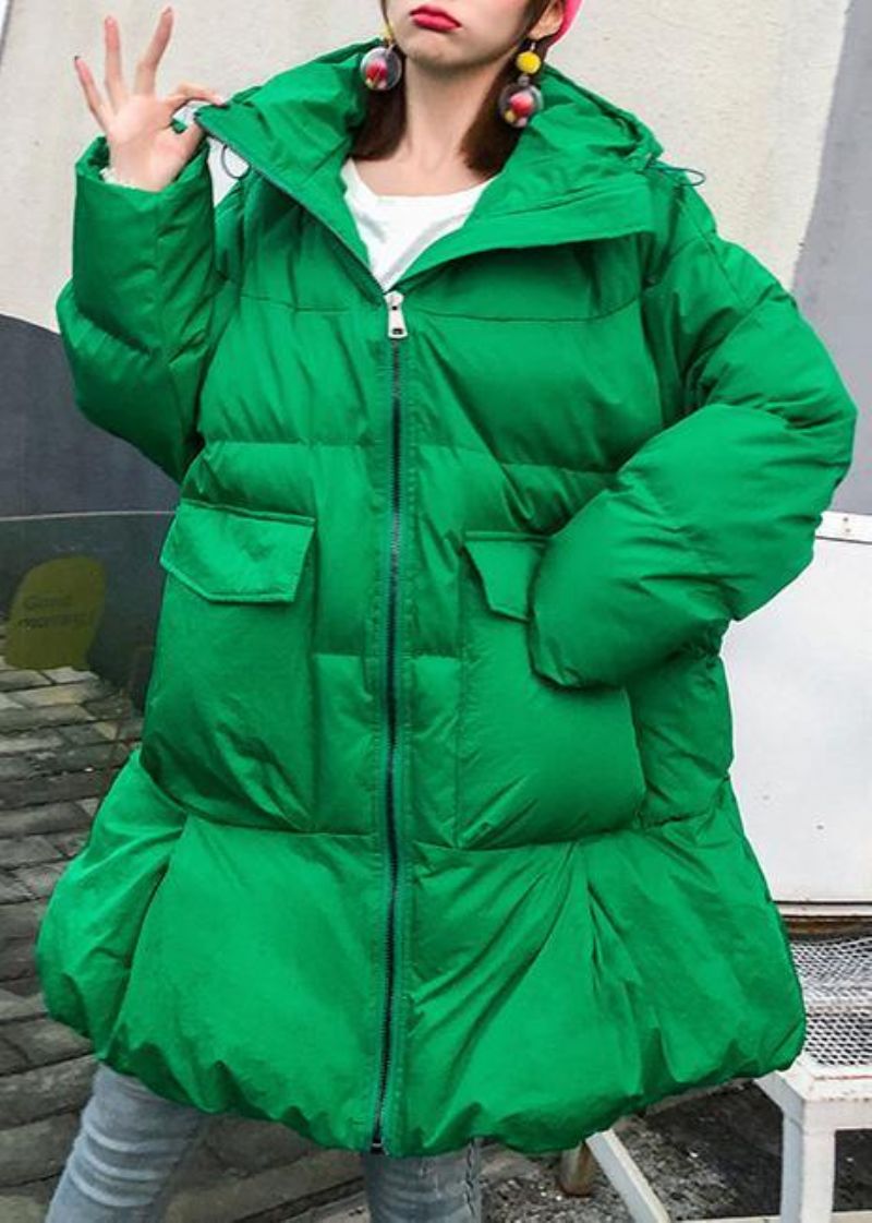 Luxe Plus Size Sneeuwjassen Met Capuchon Groene Winterdamesparka