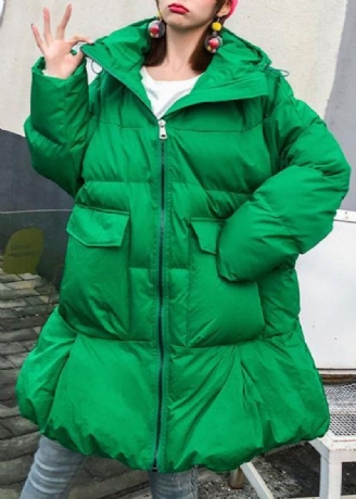 Luxe Plus Size Sneeuwjassen Met Capuchon Groene Winterdamesparka