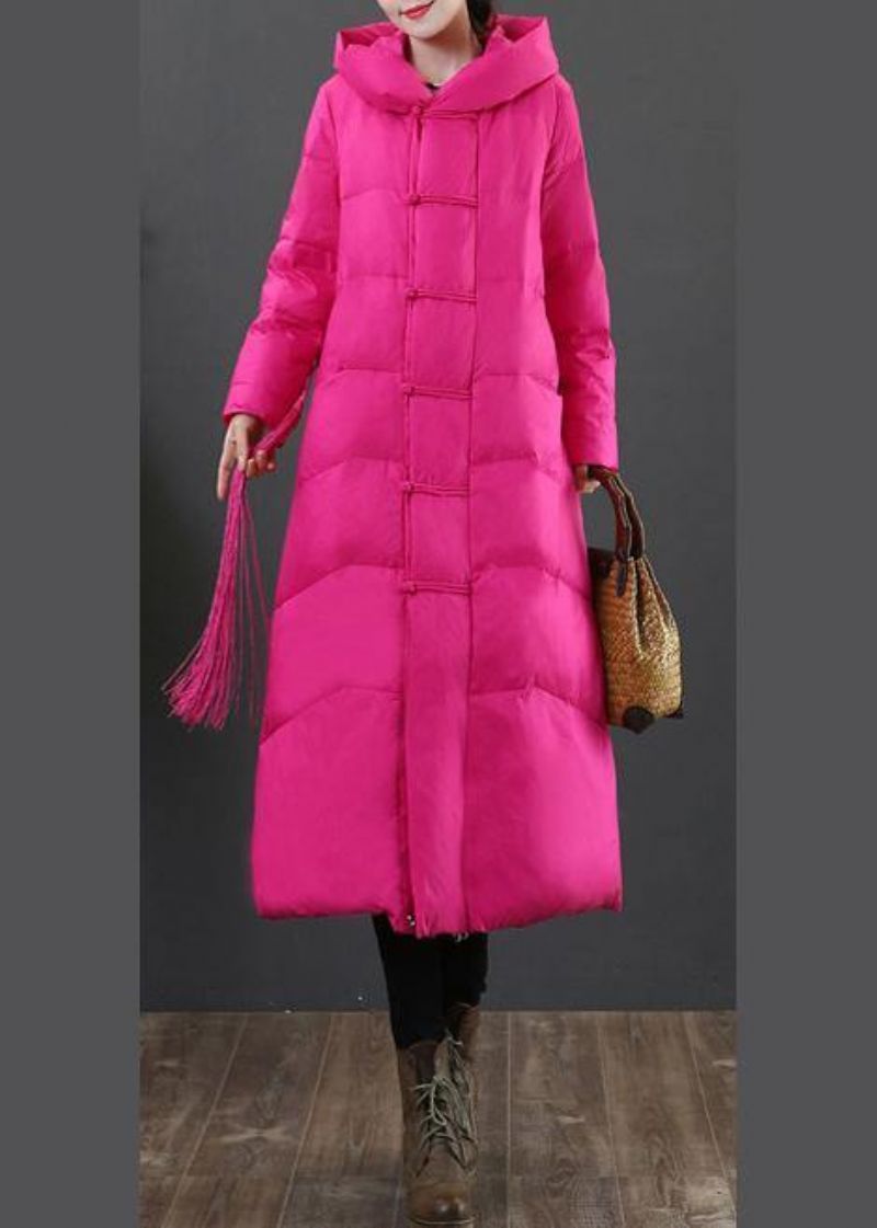 Luxe Trendy Grote Maten Sneeuwjassen. Roze Donsjack Met Capuchon En Ritssluiting - Lichtgrijs