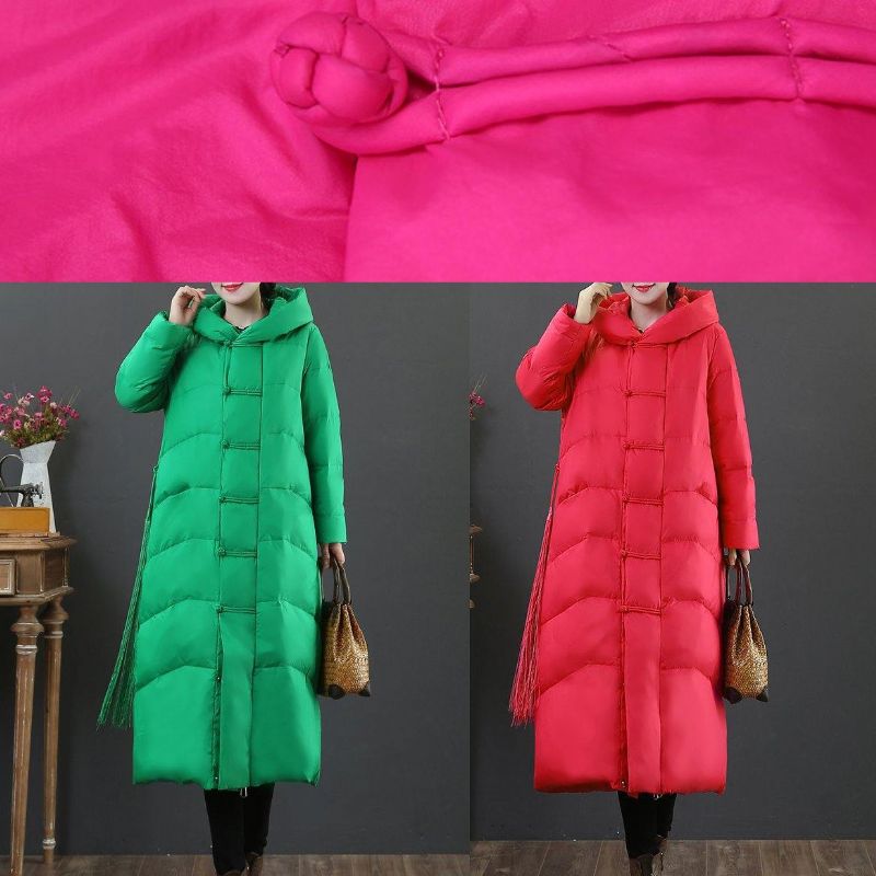 Luxe Trendy Grote Maten Sneeuwjassen. Roze Donsjack Met Capuchon En Ritssluiting - Lichtgrijs