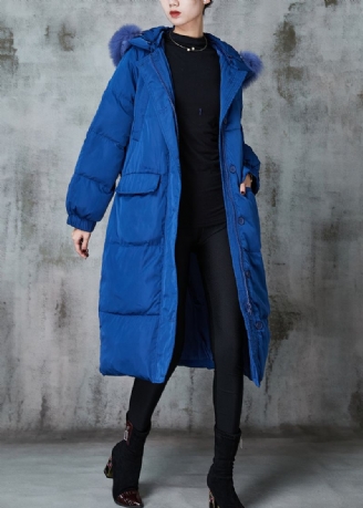 Mode Blauwe Oversized Eendendons Puffers Jassen Winter