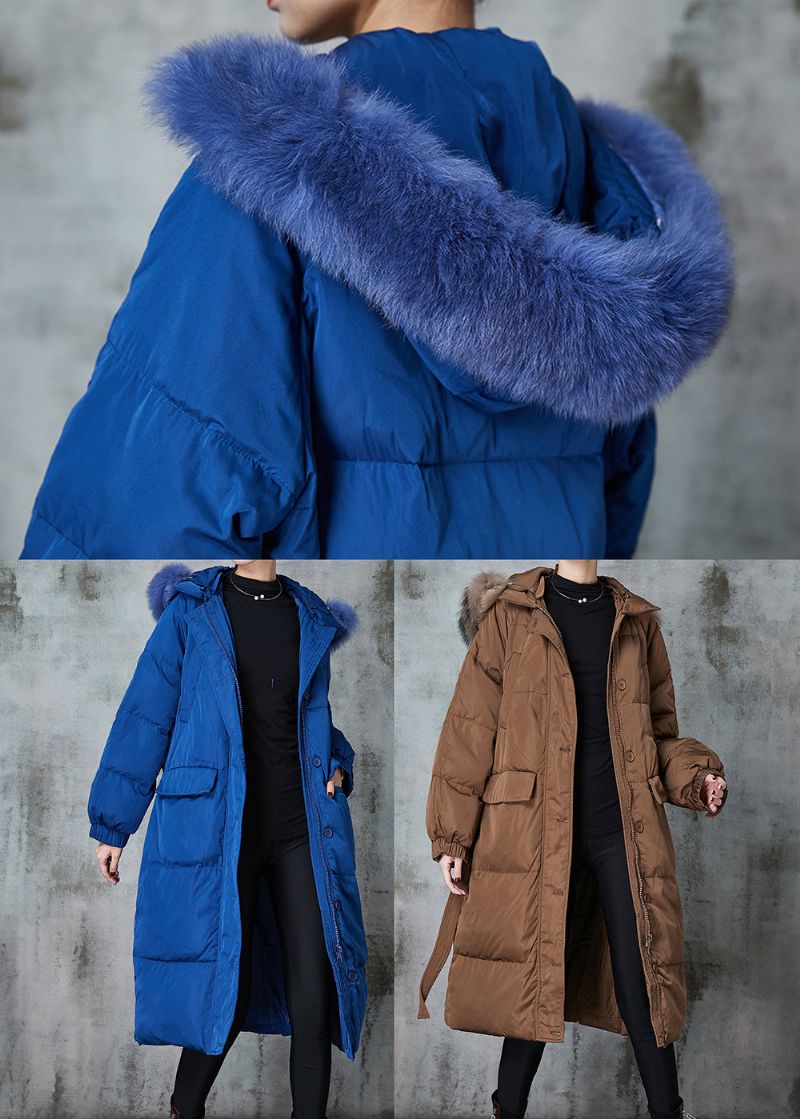 Mode Blauwe Oversized Eendendons Puffers Jassen Winter - Dames donsjacks