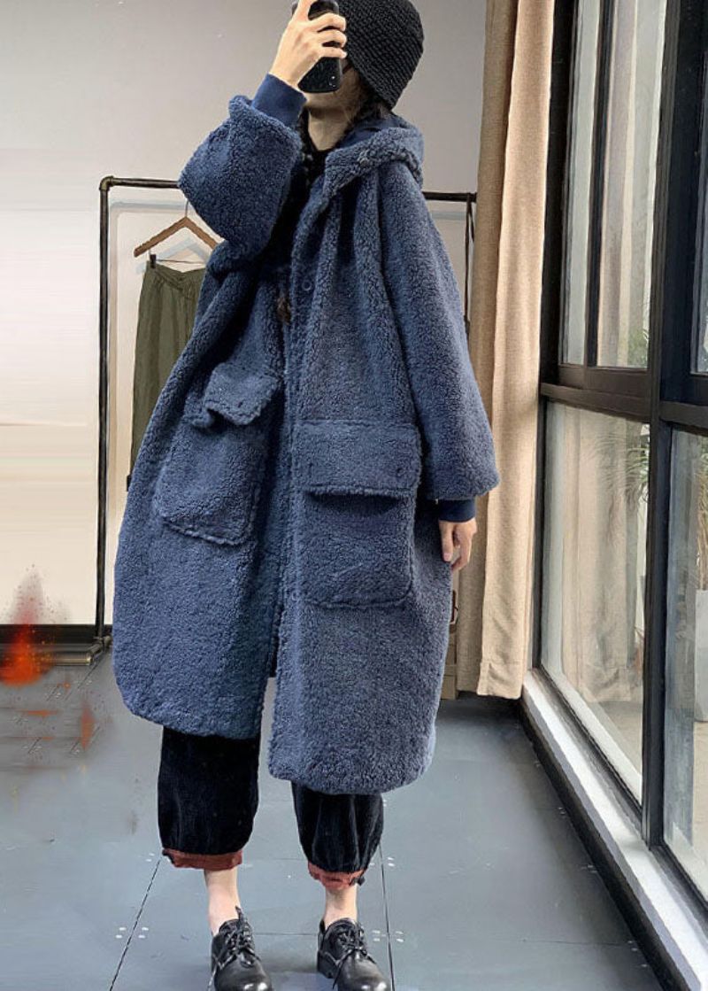 Mode Chocolade Oversized Teddy Nepbont Lange Jassen Winter - Koffie