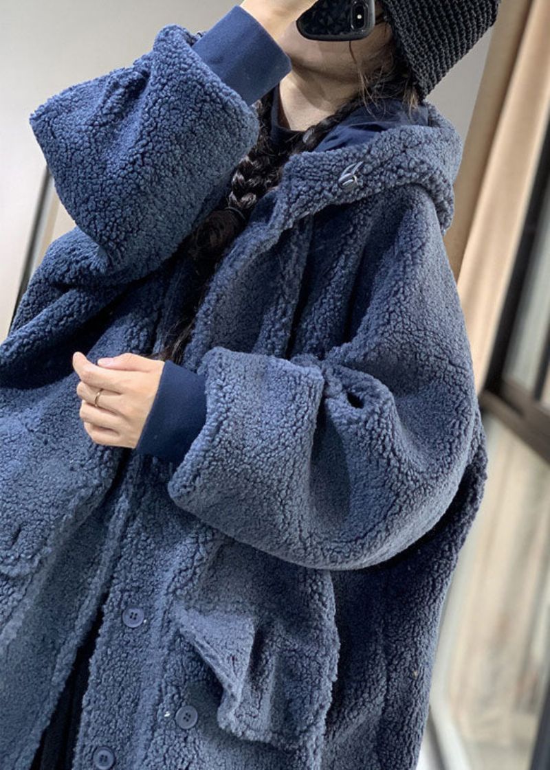 Mode Chocolade Oversized Teddy Nepbont Lange Jassen Winter - Koffie