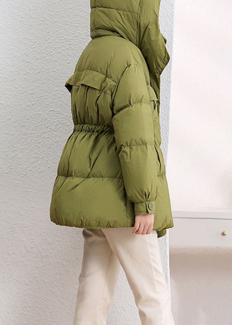 Mode Groene Capuchonzakken En Patchwork Eendendonsjas Winter - Dames donsjacks