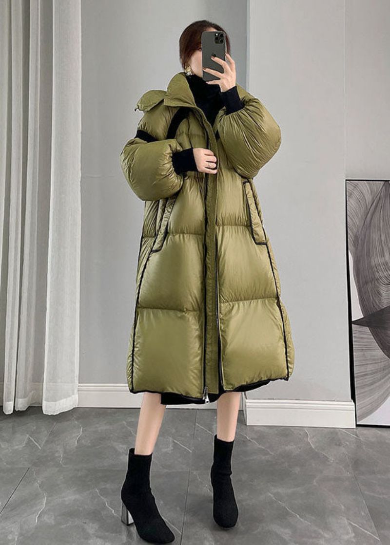 Mode Legergroen Patchwork Met Capuchon En Eendendons Canada Goose-jassen Winter - Dames donsjacks