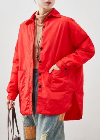 Mode Rood Oversized Laag Hoog Design Fijn Katoenen Gevuld Jack In De Winter