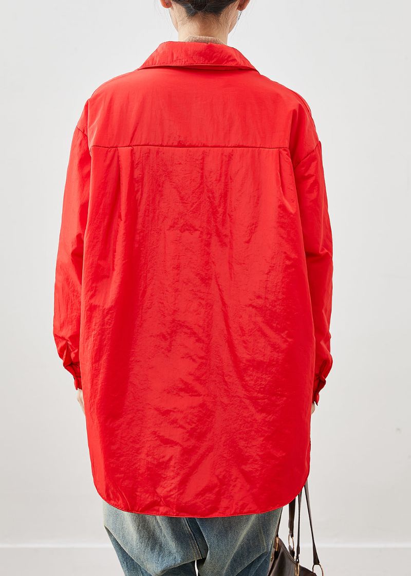 Mode Rood Oversized Laag Hoog Design Fijn Katoenen Gevuld Jack In De Winter - Dames donsjacks