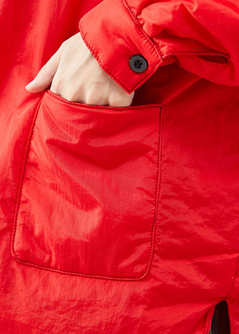 Mode Rood Oversized Laag Hoog Design Fijn Katoenen Gevuld Jack In De Winter - Dames donsjacks