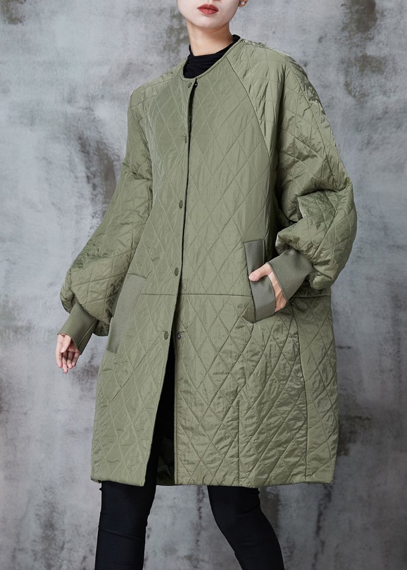 Moderne Legergroene Oversized Zakken Fijne Katoenen Gevulde Parka-jas Winter