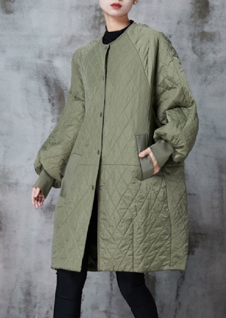 Moderne Legergroene Oversized Zakken Fijne Katoenen Gevulde Parka-jas Winter