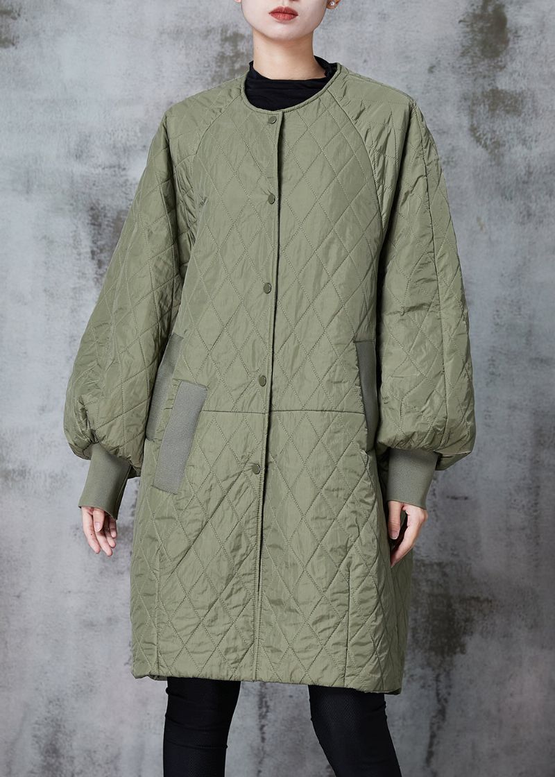 Moderne Legergroene Oversized Zakken Fijne Katoenen Gevulde Parka-jas Winter - Dames donsjacks