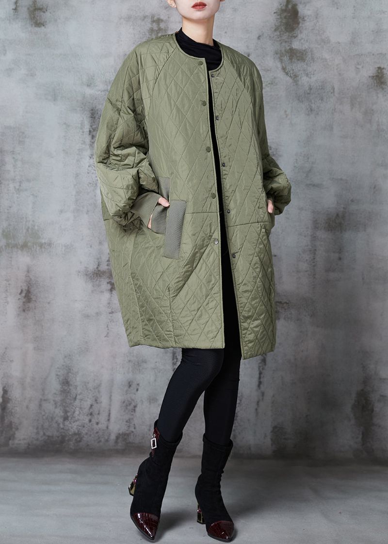 Moderne Legergroene Oversized Zakken Fijne Katoenen Gevulde Parka-jas Winter - Dames donsjacks