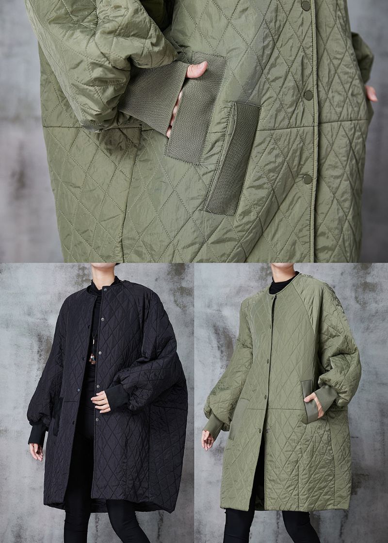 Moderne Legergroene Oversized Zakken Fijne Katoenen Gevulde Parka-jas Winter - Dames donsjacks