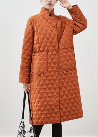 Moderne Oranje Oversized Zakken Fijn Katoen Gevulde Parka's Winter