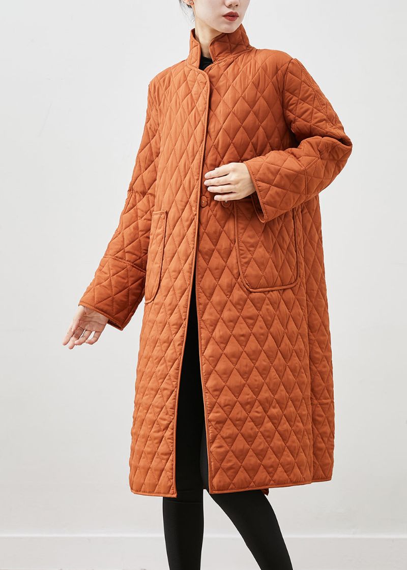 Moderne Oranje Oversized Zakken Fijn Katoen Gevulde Parka's Winter - Dames donsjacks