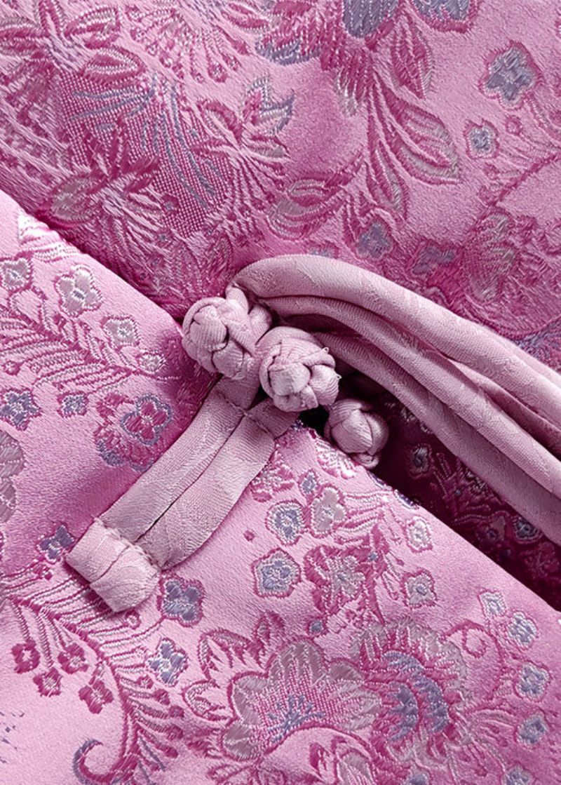 Moderne Roze Opstaande Kraag Jacquard Kwastjes Fijne Katoenen Gevulde Jassen Winter - Dames donsjacks