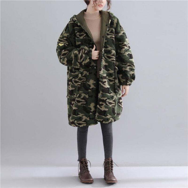 Nieuw Legergroen Parka's Casual Jack Met Capuchon Fijne Zakken Uitloper - Legergroen