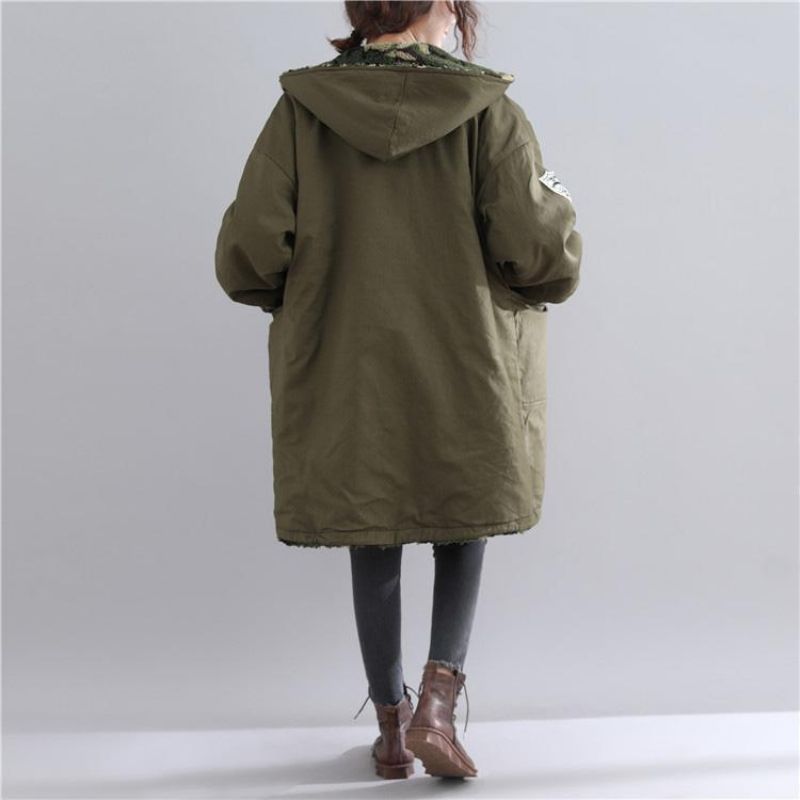 Nieuw Legergroen Parka's Casual Jack Met Capuchon Fijne Zakken Uitloper - Legergroen