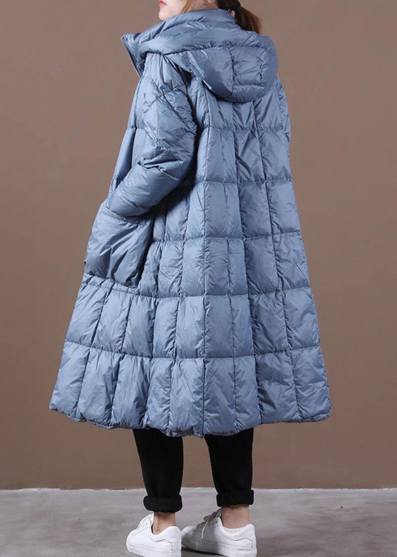 Nieuwe Blauwe Donsjas Winter Casual Donsjack Met Capuchon En Ritssluiting Uitloper - Dames donsjacks