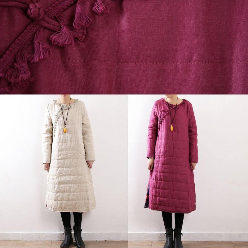 Nieuwe Plus Size Kleding Winterjas Chinese Button Winterjassen Rose Zijkant Open Casual Outfit - Dames donsjacks