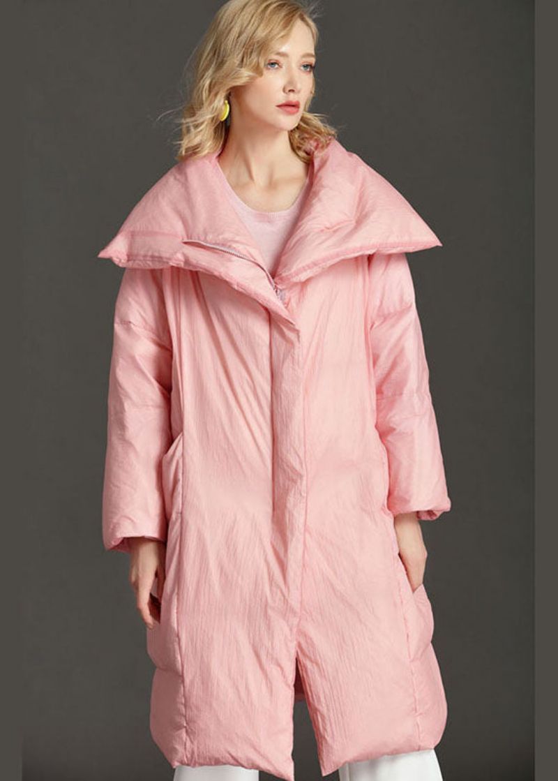 Nieuwe Roze Peterpan-kraagzakken Met Ritssluiting En Winter-eenddonsjas - Dames donsjacks