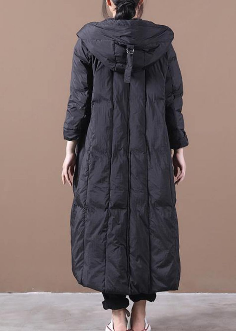 Nieuwe Zwarte Eendendonsjas Oversized Winterjas Met Capuchon Grote Zakken Elegante Jassen - Dames donsjacks