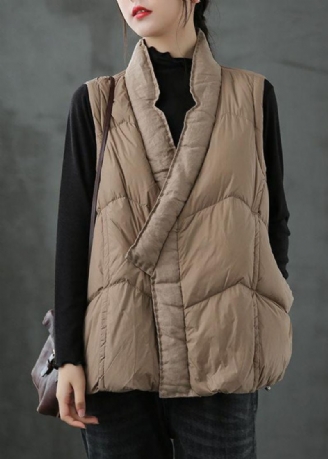 Organisch Kaki Zakken Los Casual Winter Puffervest