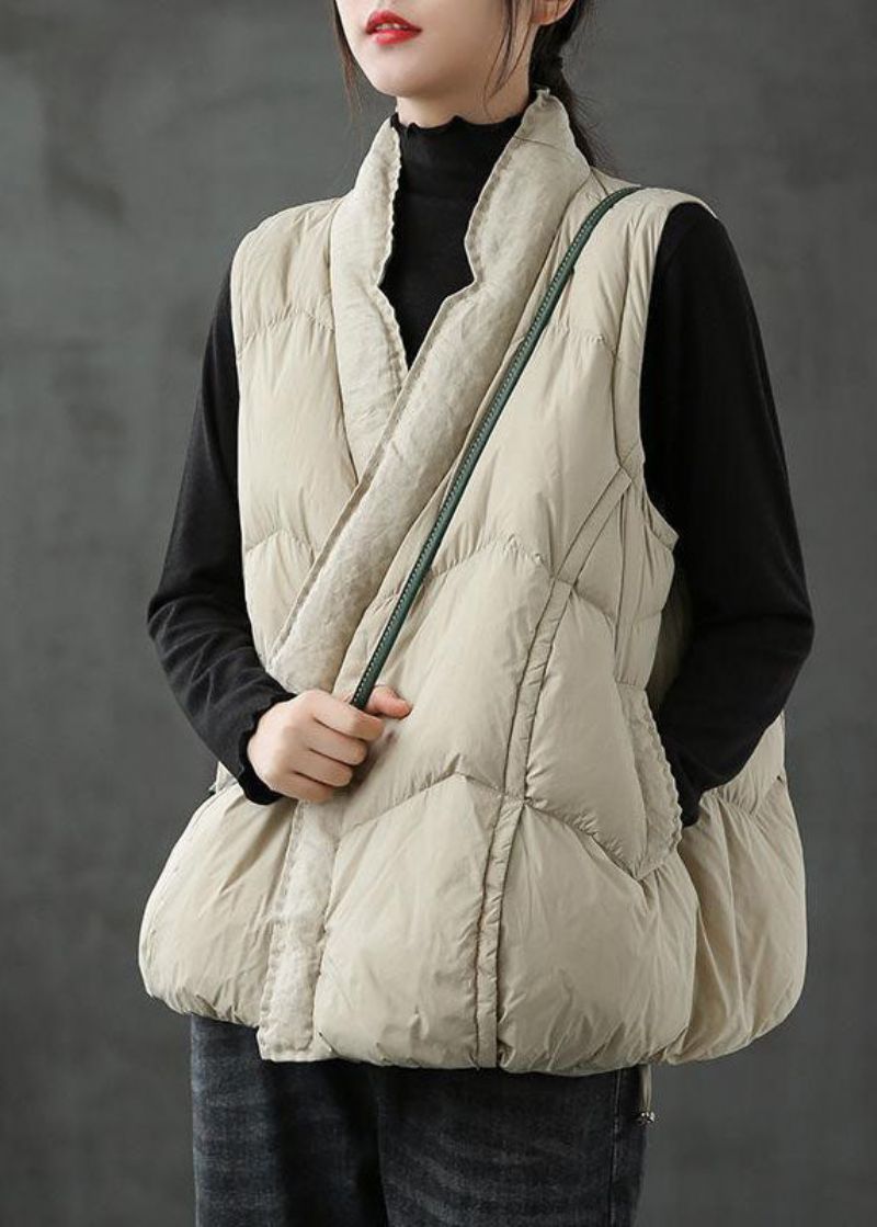 Organisch Kaki Zakken Los Casual Winter Puffervest - Kaki