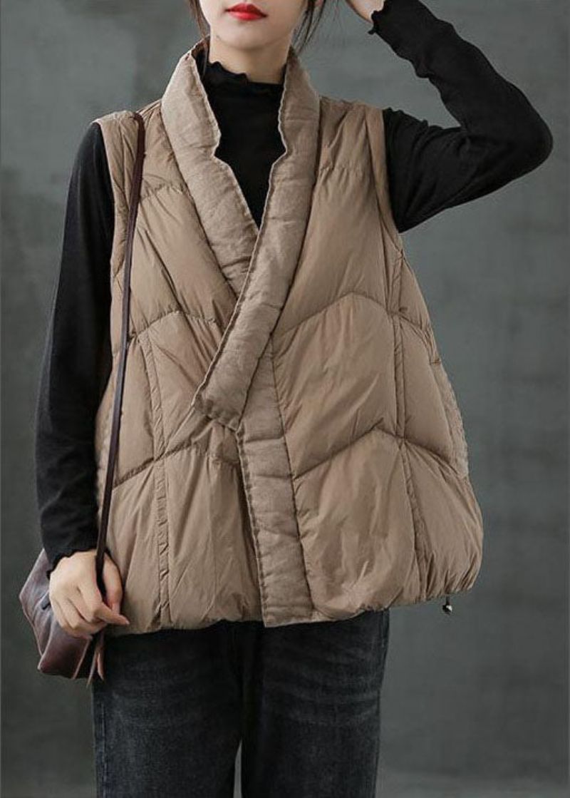 Organisch Kaki Zakken Los Casual Winter Puffervest - Kaki