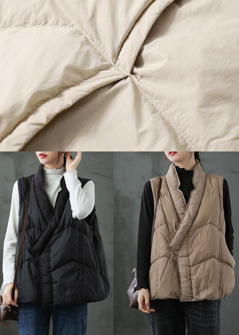 Organisch Kaki Zakken Los Casual Winter Puffervest - Kaki