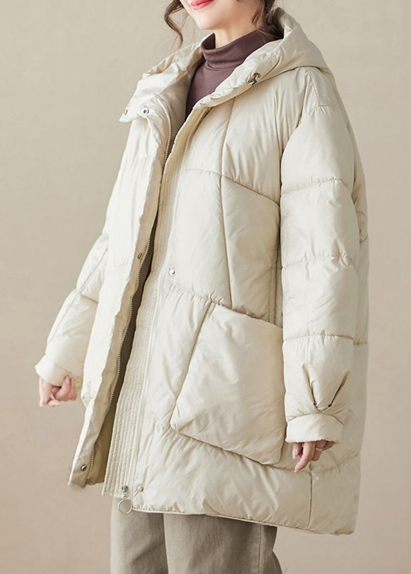 Oversized Beige Zakken Met Capuchon Fijn Katoen Gevuld Puffers Jassen Winter - Dames donsjacks