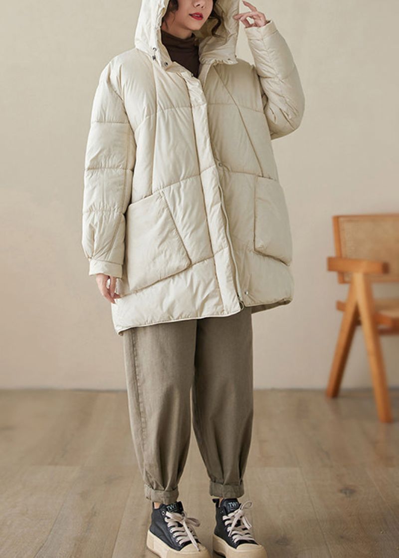 Oversized Beige Zakken Met Capuchon Fijn Katoen Gevuld Puffers Jassen Winter - Dames donsjacks