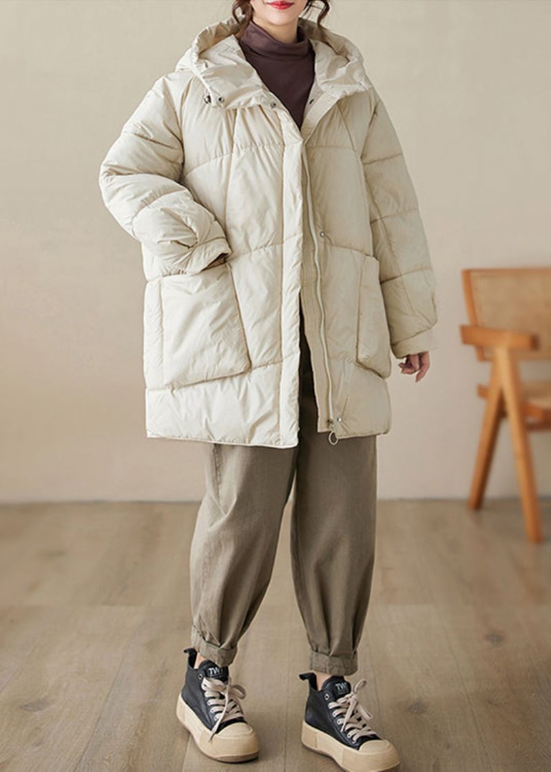 Oversized Beige Zakken Met Capuchon Fijn Katoen Gevuld Puffers Jassen Winter - Dames donsjacks