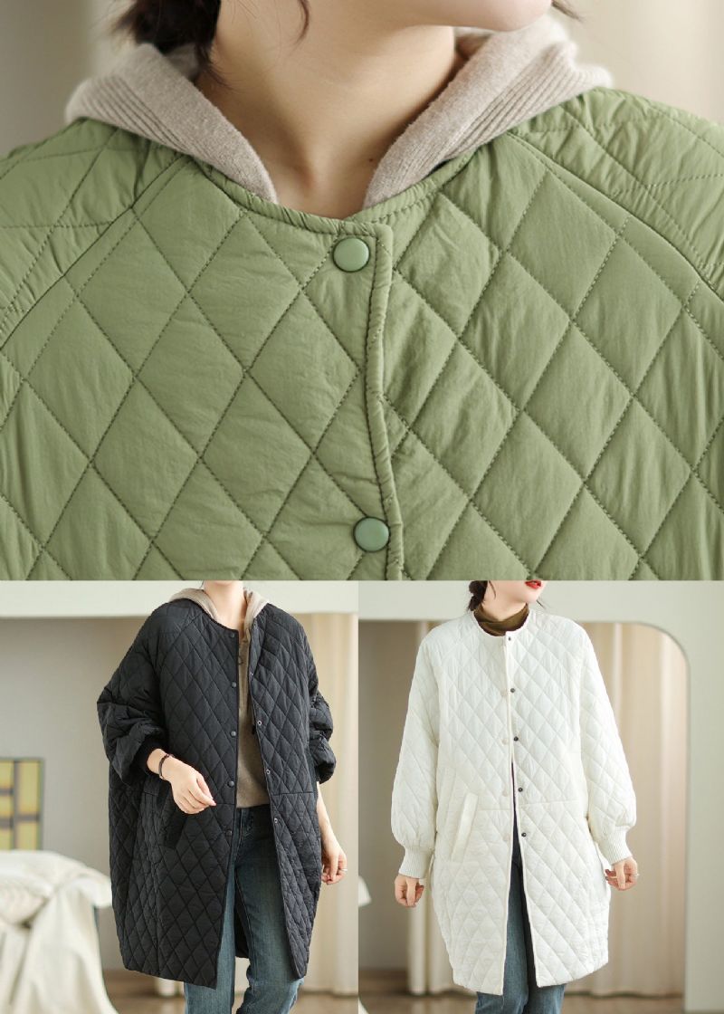 Oversized Groene Jas Met Capuchon Fijne Katoenen Vulling Winter - Dames donsjacks