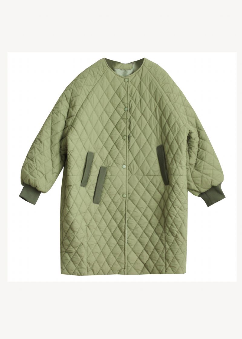 Oversized Groene Jas Met Capuchon Fijne Katoenen Vulling Winter - Dames donsjacks