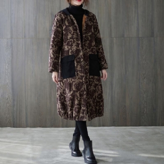 Oversized Winterjassen Voor Dames Jassen Met Chocoladeprint En Zakken Met Capuchon