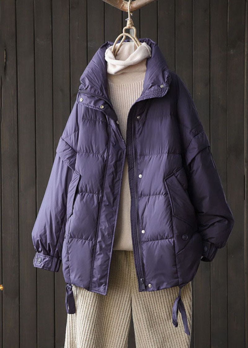 Paarse Casual Eendendons Winterjassen Met Ritssluiting Winter - Paars