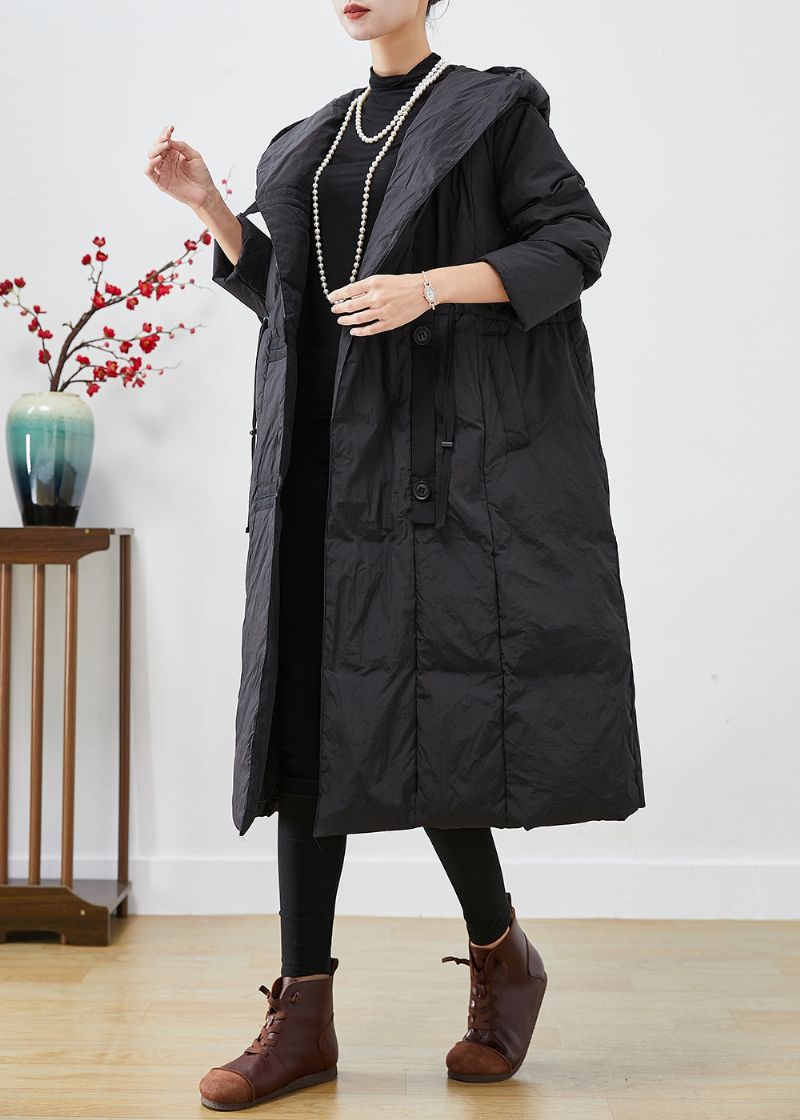 Plus Maat Zwart Oversized Patchwork Eendendonsjack In De Winter